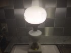 Vintage Milk Glass Floral Pink Rose Hand-Painted Hurricane Table Lamp — photo 10