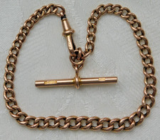 LOVELY LARGE 9ct 9 CARAT ROSE GOLD ALBERT CHAIN DOG CLIP T-BAR BRACELET - 19.6g