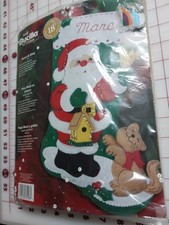 Christmas Bucilla Santa  Kitty Felt Stocking Kit 85108 by Maria Stanziana 18"