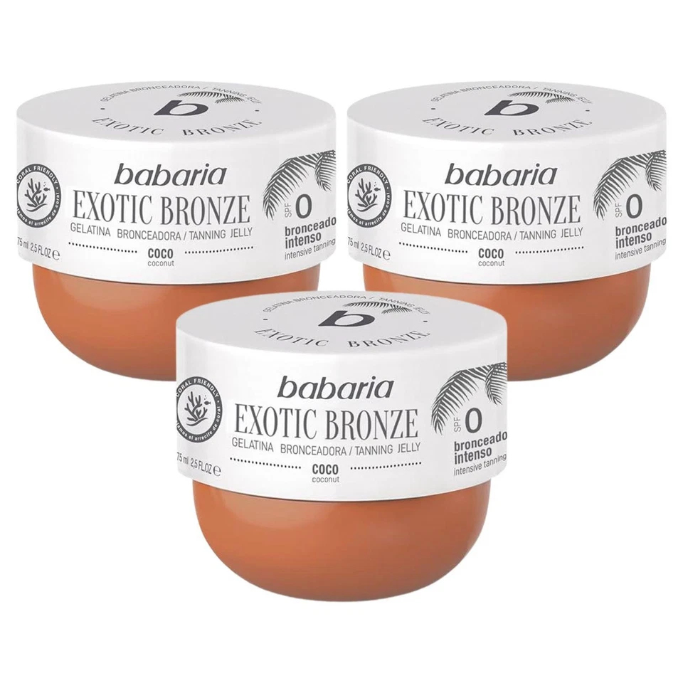 Babaria Exotic Bronze Bräunungsgelee Kokosnuss Intensive Tiefenbräune 75ml x3