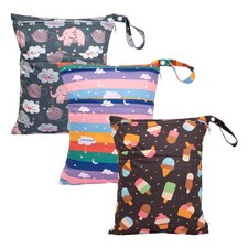 Wet Dry Bags 3 Pack for Baby Cloth Diapers, Washable Travel Bags, Beach, Pool...
