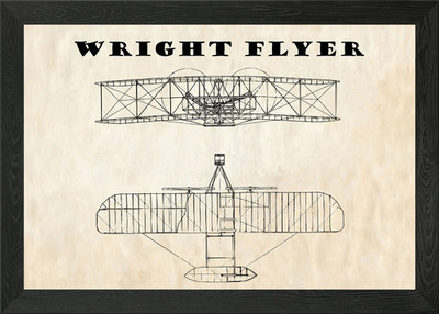 WRIGHT FLYER RETRO Gerahmtes Wandbild Poster Leinwanddruck Bild