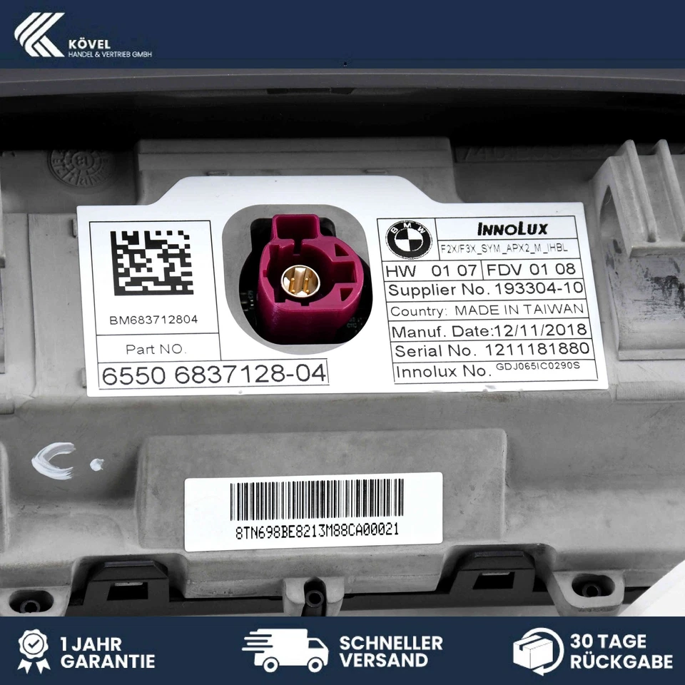 Moniteur D'Affichage Original Bord Ordinateur Navigation BMW 1 F20 F21 6837128 - Photo 3/3