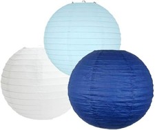 Eco-friendly Round Paper Lanterns - 3 Pack Party Decor, Indoor/Outdoor, Royal