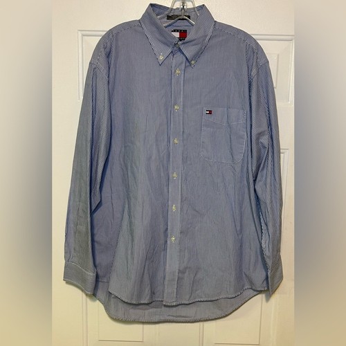 Tommy Hilfiger Langarmhemd Herren XL Vintage blau weiß gestreift Knopfleiste - Bild 2 von 14