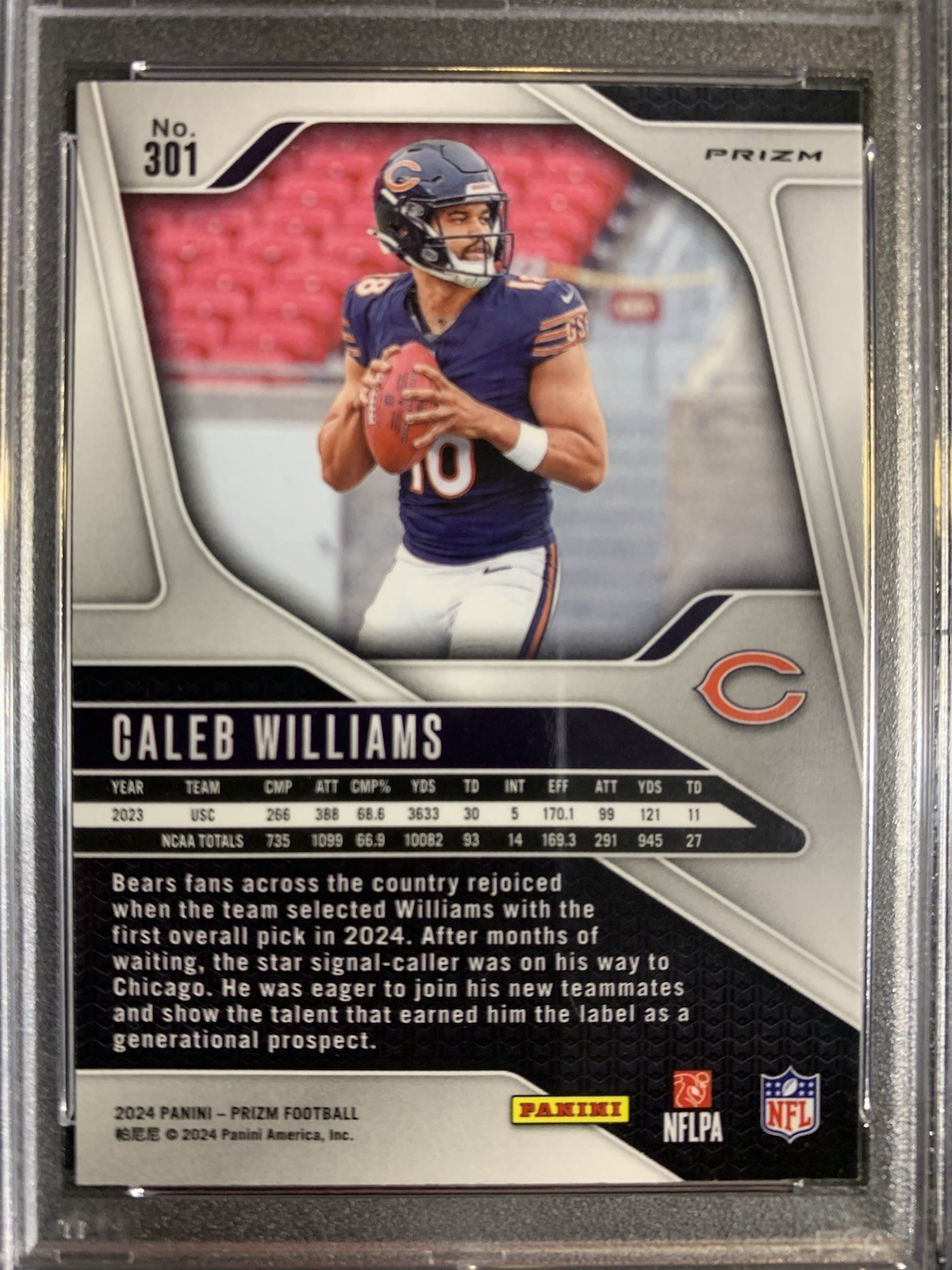 2024 Panini Prizm Caleb Williams #301 Green Wave Prizm (RC) PSA 10 GEM view 4