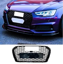 For Audi A4 S4 B9 Gloss Black RS4 Style Honeycomb Mesh Front Grill Grille 17-19