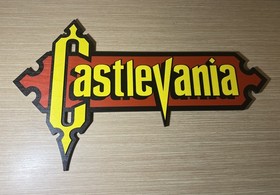 READ INFO - Castlevania Logo Sign in Wood Wall Display, Nintendo NES SNES