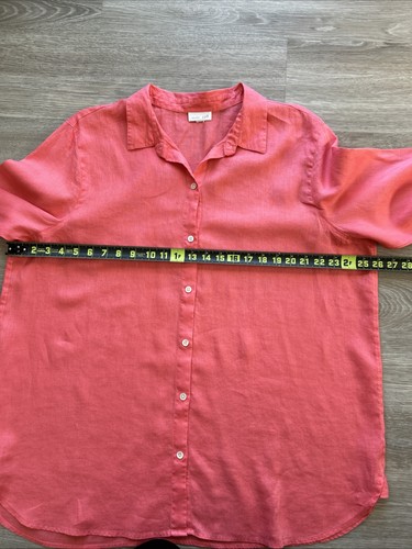 J Jill Shirt Womens 2XL Coral Love Linen Button Down Long Sleeve Pockets Coastal - Bild 5 von 8