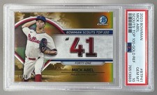 Mick Abel 2023 Bowman Chrome Gold Refractor Scouts Top 100 /50 PSA 10 POP 1
