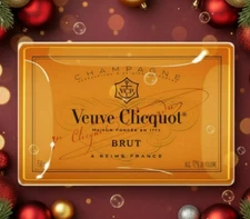 Veuve Clicquot Brut Artisanal Decoupage Glass Tray, 6" x 10", NEW