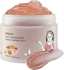 💛 MIDHA Vita C Vitalizing Mask 🍊 Pomegranate & Red Fruits Wash-Off Vegan Glow