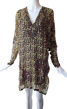 Cher Michel Klein Vintage Dress Op Art Beads  Bangles Silk over Silk Knee Length