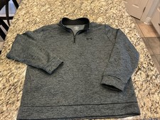 Under Armour Fleece Lined Loose Fit 1/4 Zip Heather Black Mens Size XXL 