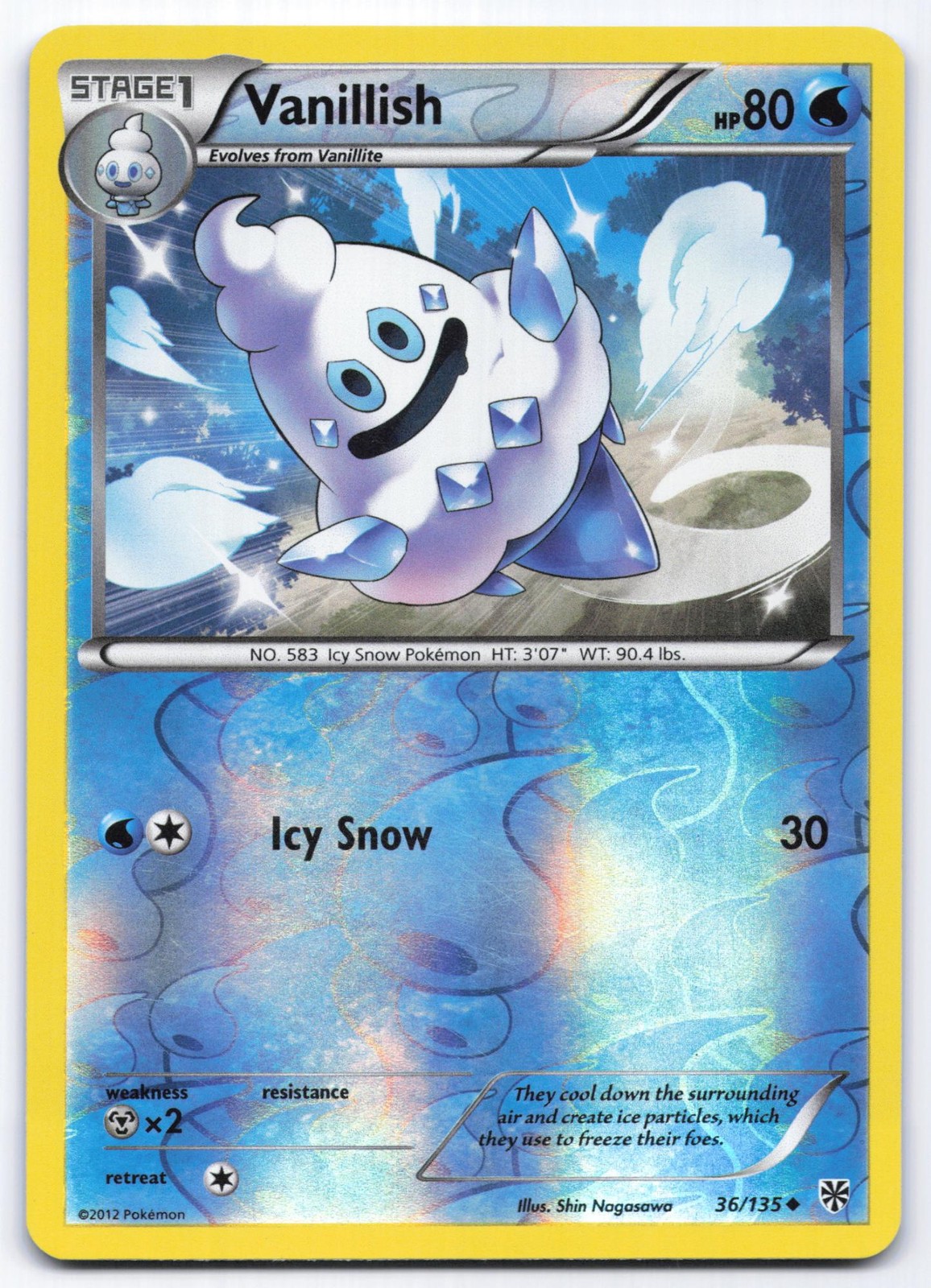 Vanillish 36/135 Plasma Storm Reverse Holo Uncommon Pokemon Card LP