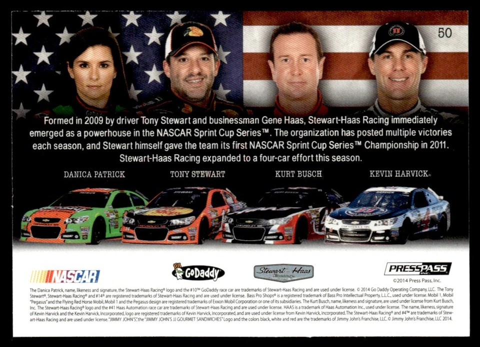 2014 Press Pass American Thunder Patrick / Stewart / Busch / Harvick RC #50 A - Image 2 of 2