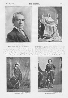 Mr Edwin Booth viktorianischer Schauspieler - antiker Druck 1893