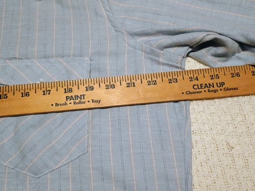Vintage Wrangler Western Shirt Blue 16.5X34 Long Tail Large USA Single Needle - Picture 14 of 20