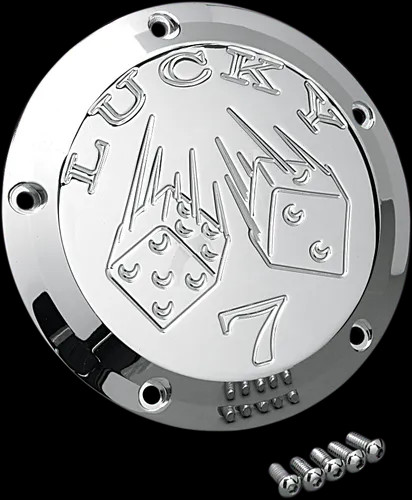 Joker Billet Derby Cover Lucky 7 Chrome w Mount Rocker C 08-11 - Picture 1 of 3