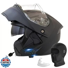 Motorcycle Bluetooth Modular Helmet, DOT Approved Flip Up Full Face Motorcycl
