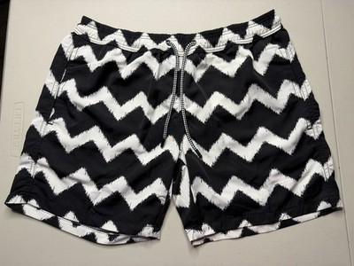 Men s Swim Shorts Small Black White Zig Zag Beach Trunks NWT Intimissimi