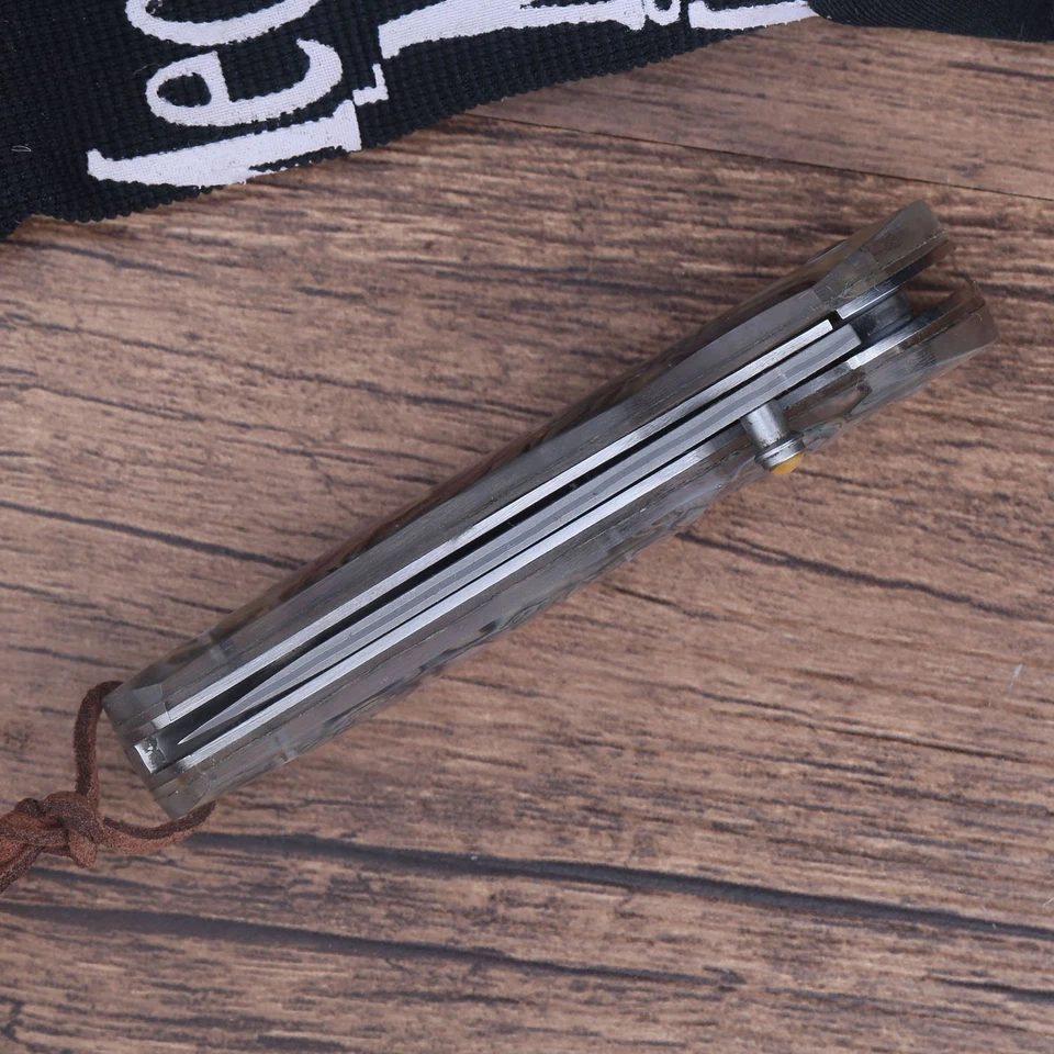 Cuchillo Plegable de Bolsillo de Acero Damasco Hecho a Mano Personalizado Vg-10 Mango de Abulón Natural Foto 4 de 4