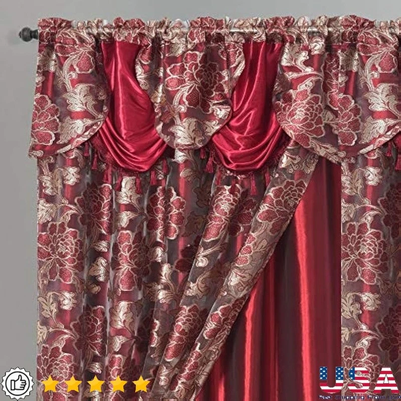 Double Layer Floral Valance Curtain Light Filtering Taffeta Voile Home Decor New