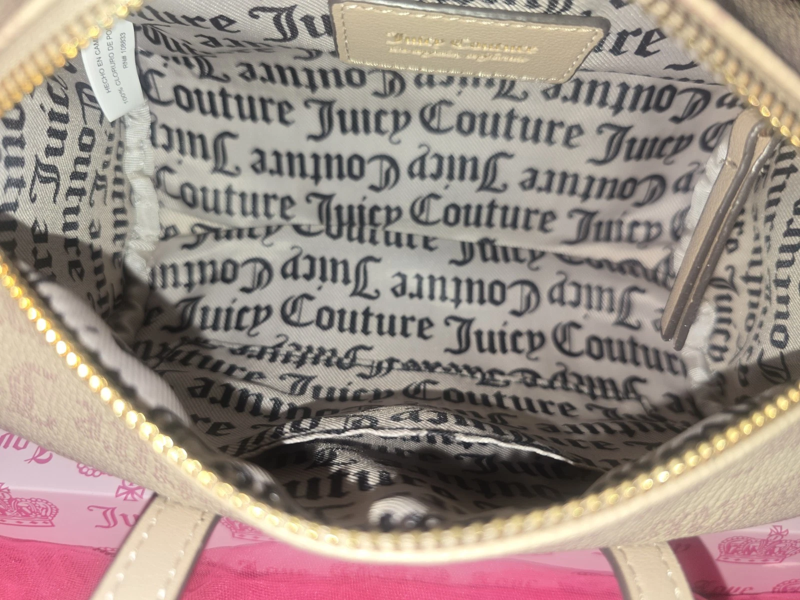 Borsa Juicy Couture Rosie Mini Barrel borsa a tracolla borsa a mano caffè nuova con etichette marrone chiaro