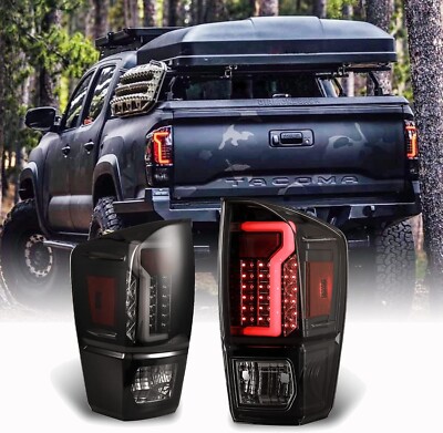 Hawkley LED Tail Lights PAIR For 2016-2023 Toyota Tacoma Rear Lamps Black Smoke