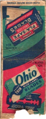 Ohio Blue Label Blades, Double Edge, Extra Thin, Vintage Matchbook Cover