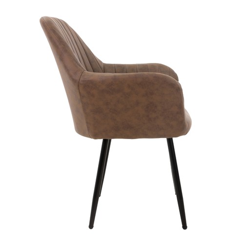 Set 2x silla de comedor terciopelo marrón asiento ergonómico con reposabrazos - Imagen 3 de 7