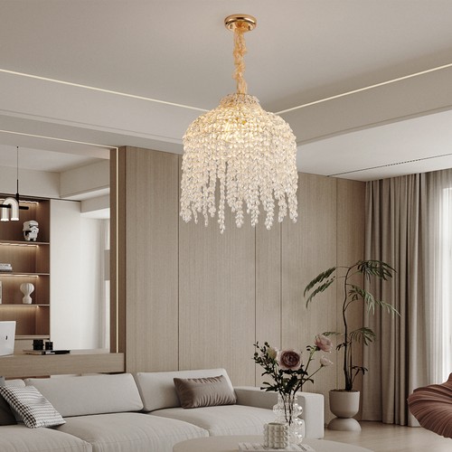 16" Luxury Crystal Chandelier Modern Ceiling Light Gold Pendant LED Lamp Fixture - Picture 2 of 9