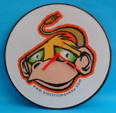 ELECTRIC MONKEY CLOCK  Original EP Upcycled Vinyl Record SN12P041 Wall CLOCK 12''
