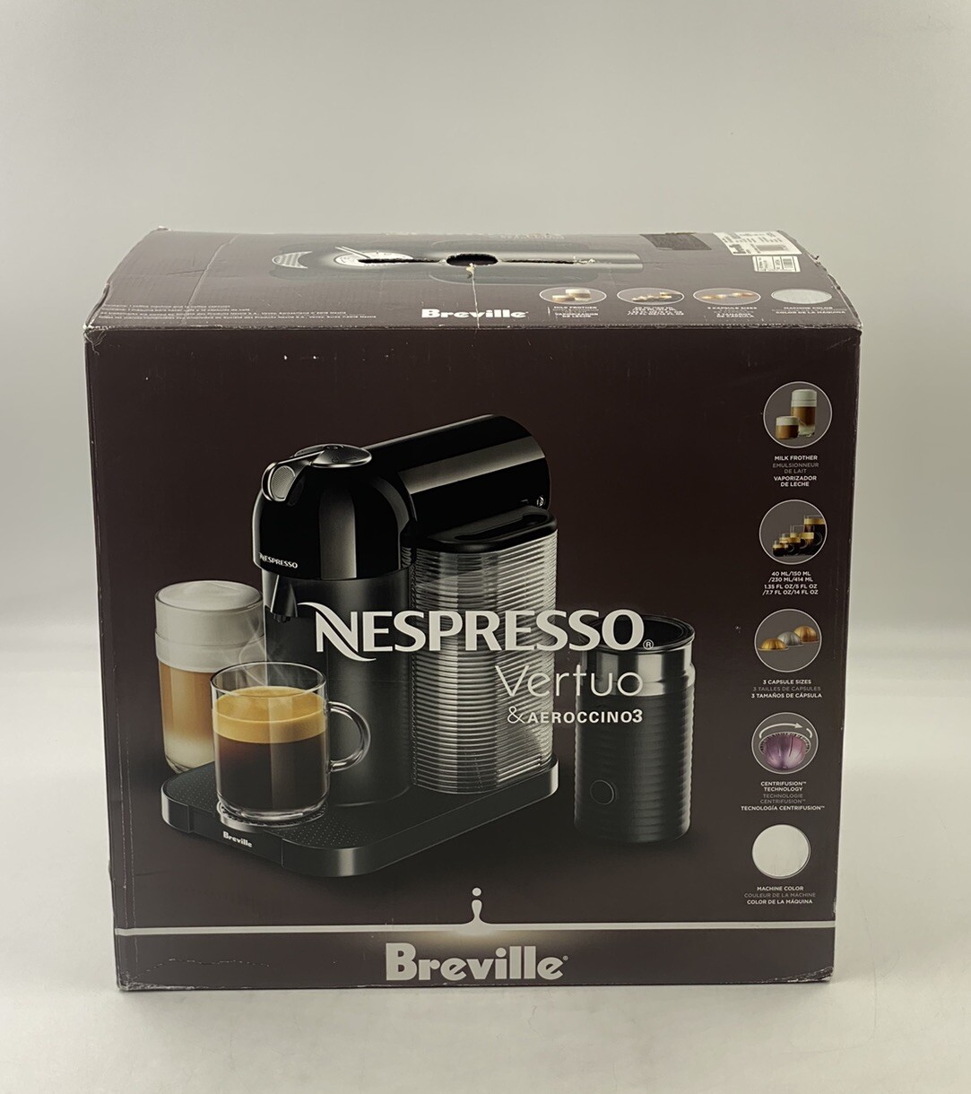 Nespresso Vertuo Coffee and Espresso Maker Breville Aeroccino3