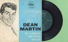DEAN MARTIN / Return To Me / CAPITOL EAP 1-939 Pressing Danmark 1958 EP VG+