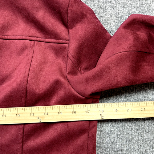 Kut From The Kloth Women's Maroon Red Faux Suede Moto Open Jacket Pockets Medium - Picture 13 of 14
