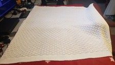 BABY BLANKET COVERLET, OFF WHITE, REVERSIBLE GREAT CONDITION 38" X 41" FREE SHIP