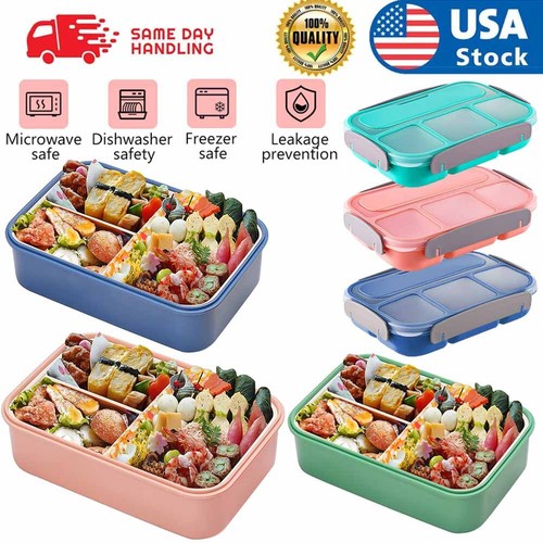 Bento Lunch Box for Adult & Kids 3-Compartment Lunch Containers with Utensil