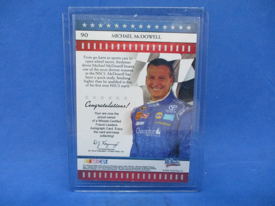 2008 Wheels American Thunder Future Leaders /362 Michael McDowell #90 Rookie RC - Image 2 of 2