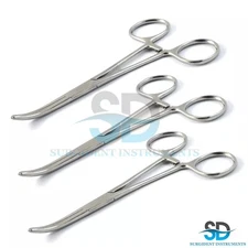 3pcs Pean Forceps Set – Curved Hemostat Artery Clamps Surgical CE