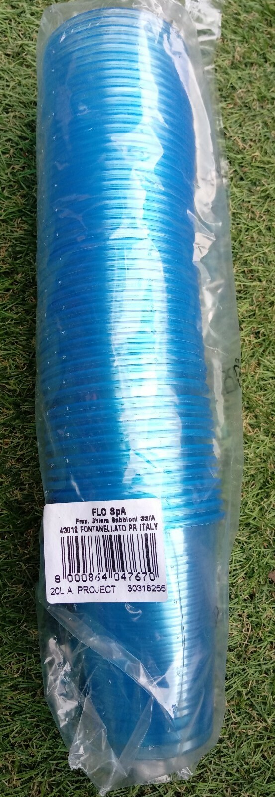 FloSpa Water Cups Blue 7oz / 200ml x 50 | Plastic Water Cups