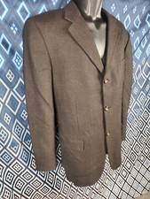 Moores Blazer Size 44 Regular Black Brown Chest 45" Sleeve 24.5" Waist 43"