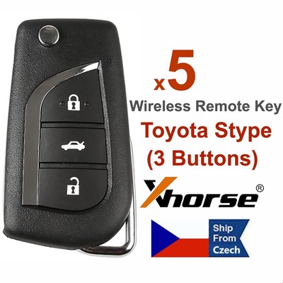 5x Xhorse VVDI Universal Wireless Remote Key for Toyota Flip 3 Buttons XNTO00EN