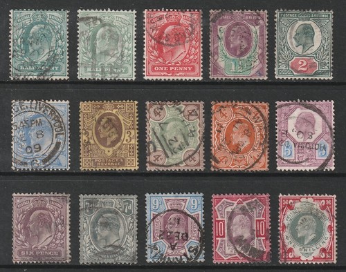 1902/13 KEVII BASIC SET OF 15 LOW VALUES GOOD/NICE USED