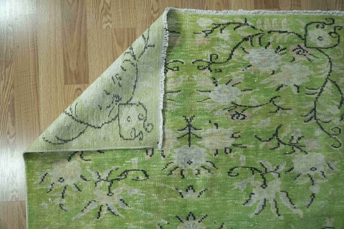 4x8 Vintage Green Rug, Wool Turkish Rug, Farmhouse Carpet, 4.07x7.97 ft. H-2829 - Picture 7 of 10