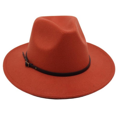 Wide Brim Wool Felt Fedora Panama Cowboy Girl Hat Casual Jazz Cap for men women - Picture 29 of 31