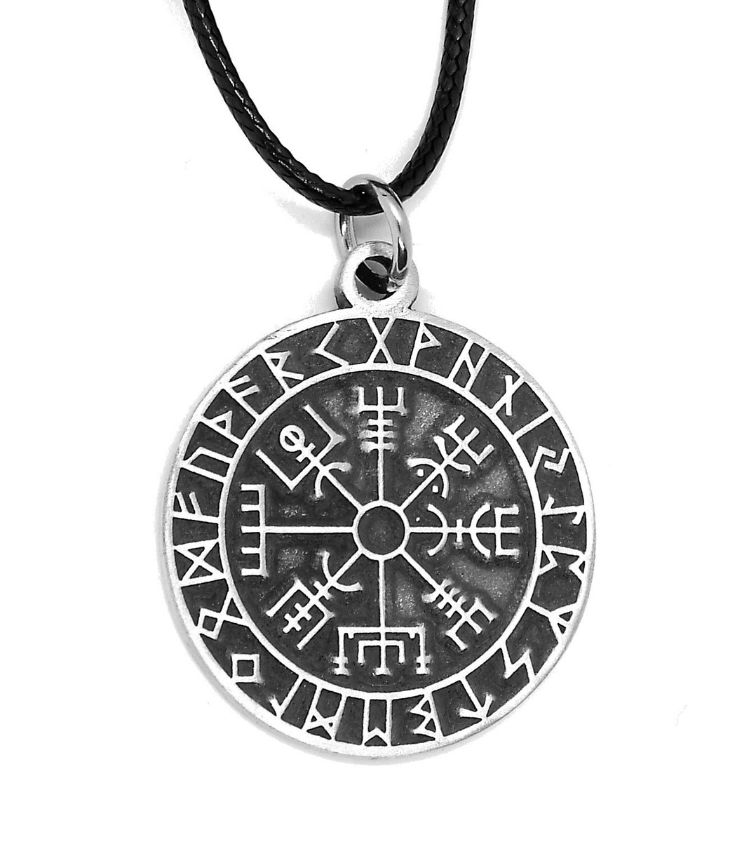 VASSAGO Noordse Viking-halsketting van roestvrij staal, kompas, vevizier, halve maan met turquoise Keltische knoop, talisman amulet, Einstellbar, Roestvrij staal, Geen edelsteen