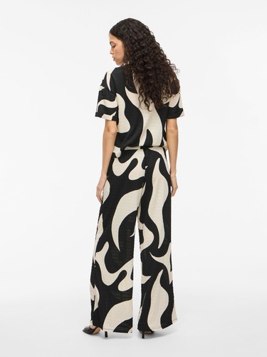 VILA Modernos Pantalones Palazzo para Mujer con Estampado de Llamas y Cintura El - Imagen 6 de 13