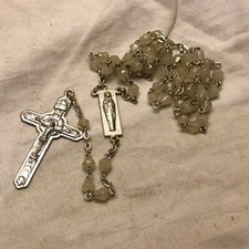 Religious Item Rosary Cream/clear Beads 