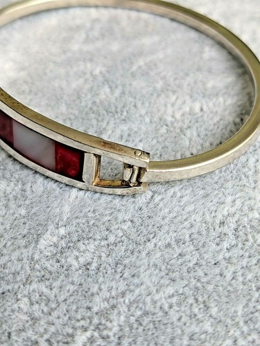 Brazalete de Plata México con Madre de Perla y Piedra Roja - Imagen 9 de 9